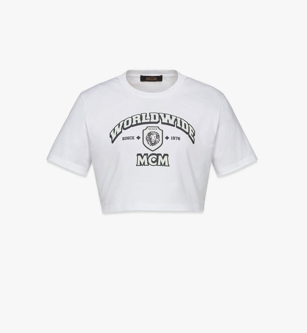 MCM Worldwide Print Cropped T-Shirt in Organic Cotton 1